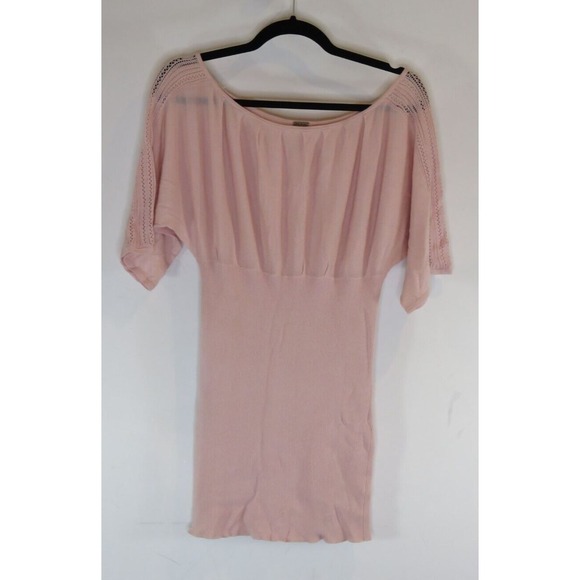 Free People Tops - Free People  Tunic Top Pink Embroidered Kimono Sleeve Smocked Waist NWOT Small S